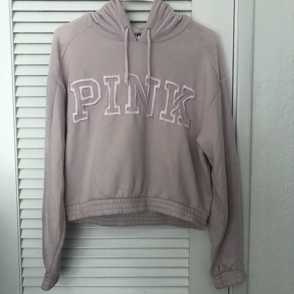 VS PINK rosy velvet cropped hoodie